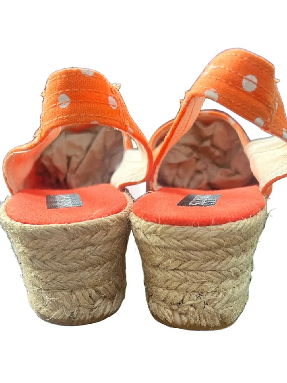 Sesto Women’s Orange Polka Dot Canvas Slingback Espadrille Sz 8